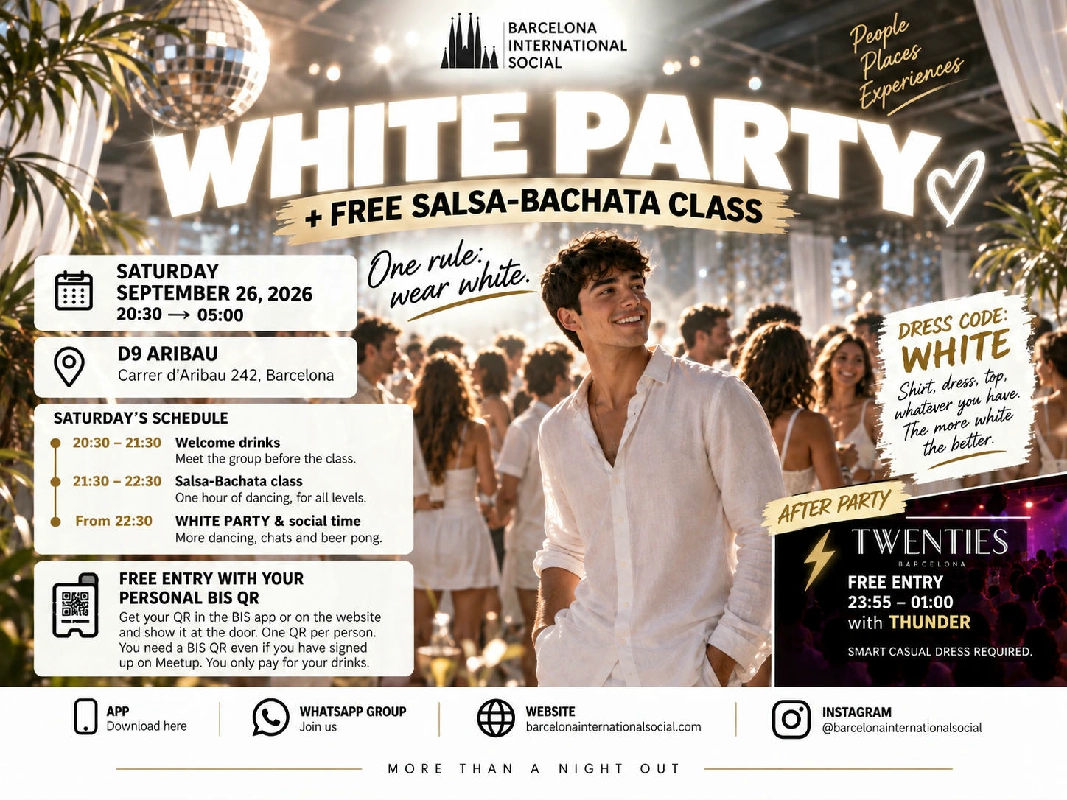 WHITE PARTY 🤍 + FREE SALSA-BACHATA CLASS 💃 at D9 ARIBAU